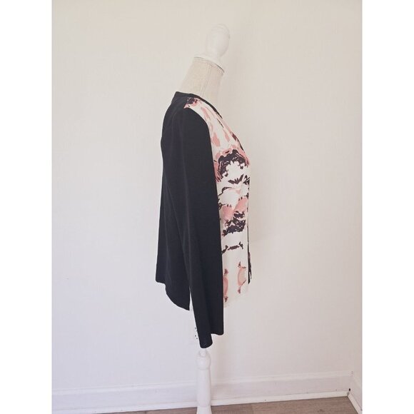 Ming Wang Multicolor Floral Button Front Cardigan Knit Long Sleeve Blouse Top S - Picture 7 of 11